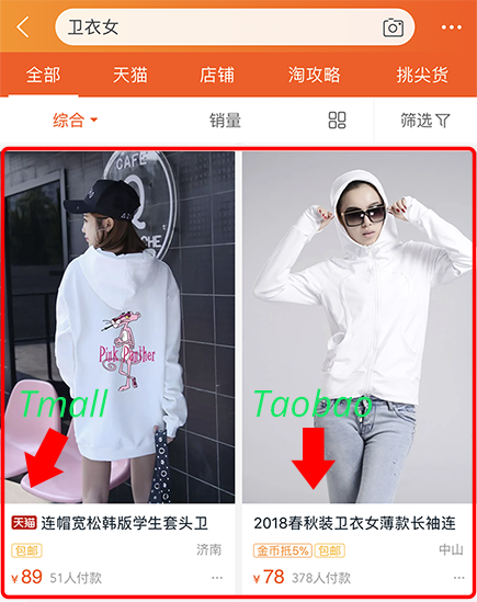 Differentiate between Taobao and Tmall Sellers