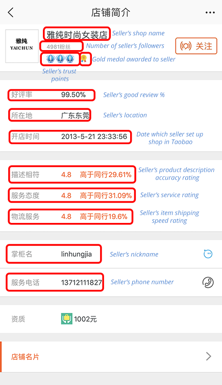 Taobao Seller Details Meaning and Analysis